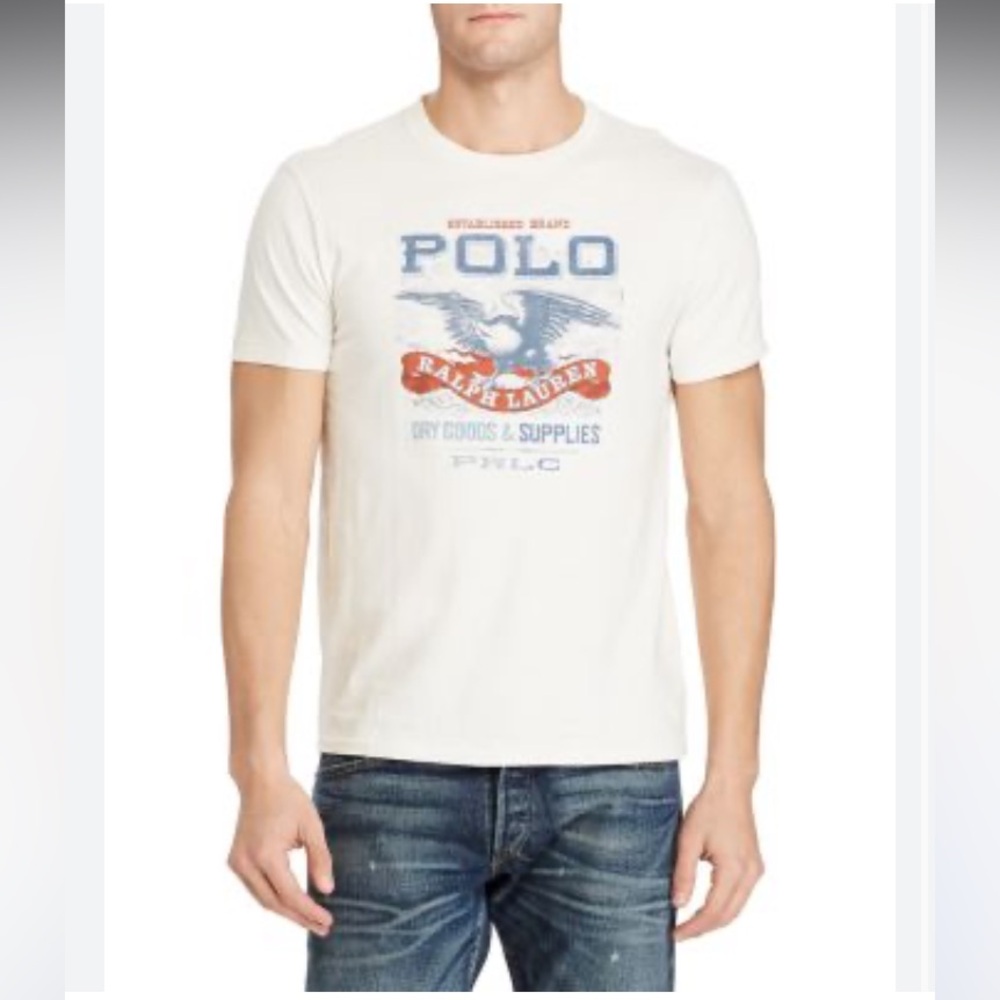 Ralph Lauren Polo Beige Vintage Style Eagle Dry Goods Cotton Dry T Shirt